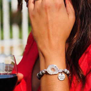 Smoky Geode Agate Beaded Stretch Bracelet